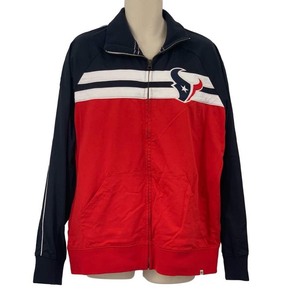 47 Brand Long Sleeve Full Zip Houston Texans NFL Jacket‎ Red/Navy XL